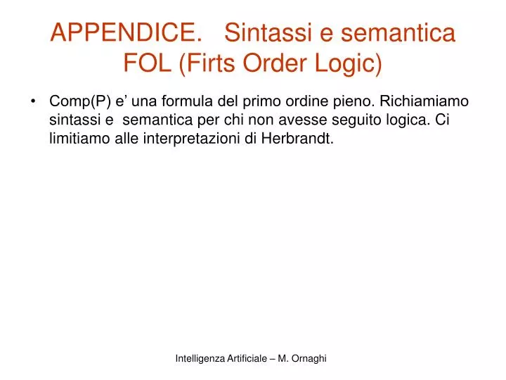appendice sintassi e semantica fol firts order logic