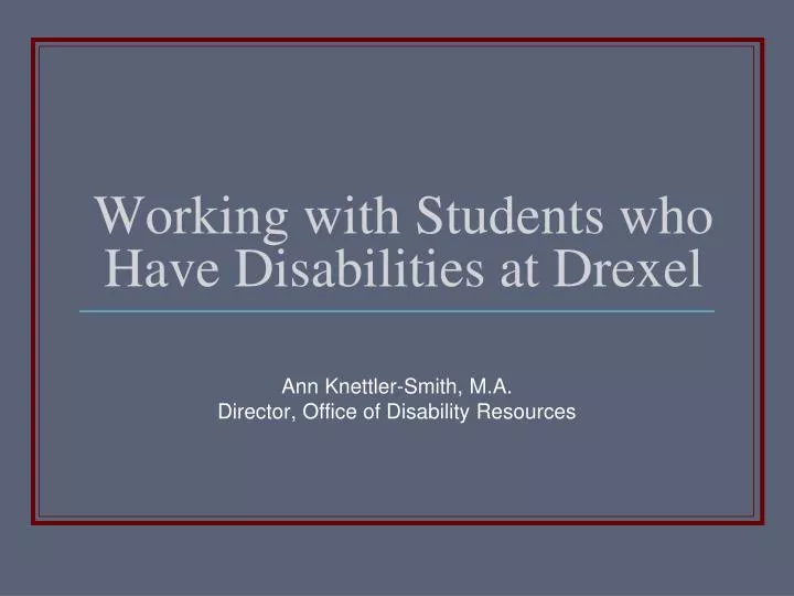 working with students who have disabilities at drexel