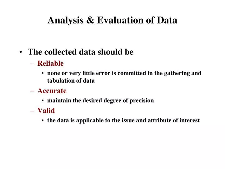 analysis evaluation of data