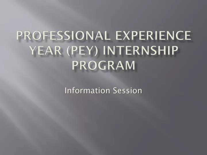 professional experience year pey internship program
