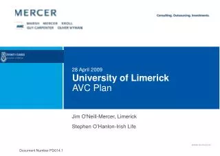 University of Limerick AVC Plan