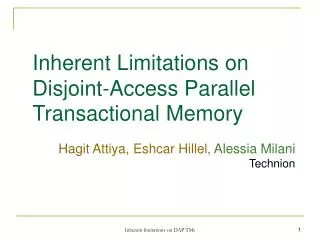 Inherent Limitations on Disjoint-Access Parallel Transactional Memory