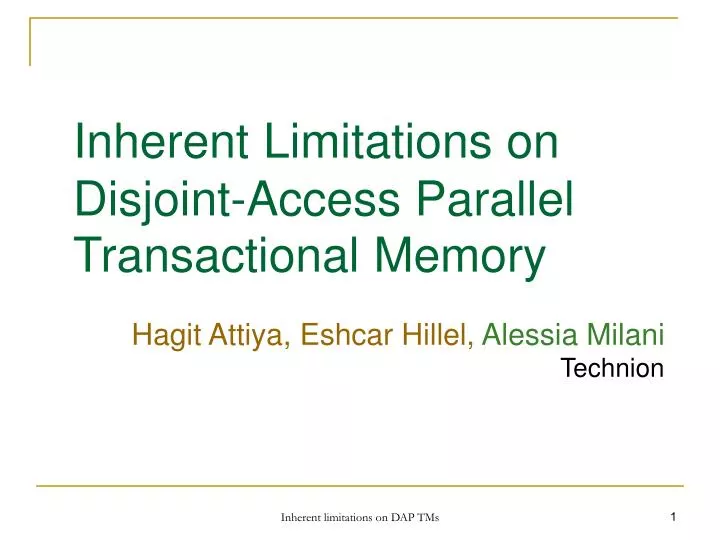 inherent limitations on disjoint access parallel transactional memory