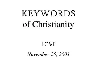 KEYWORDS of Christianity LOVE