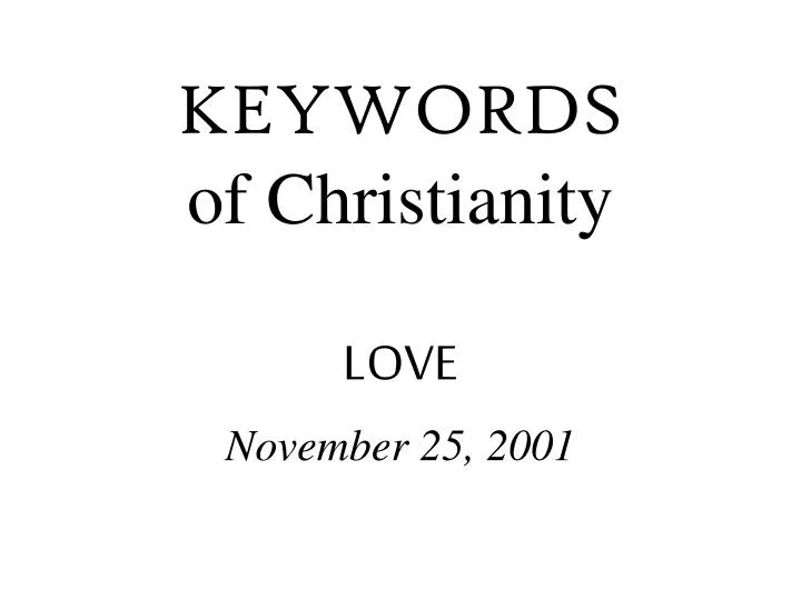 keywords of christianity love