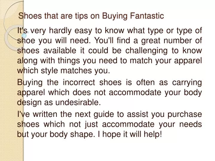 shoes that are tips on buying fantastic