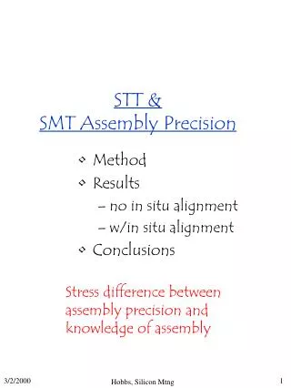 STT &amp; SMT Assembly Precision