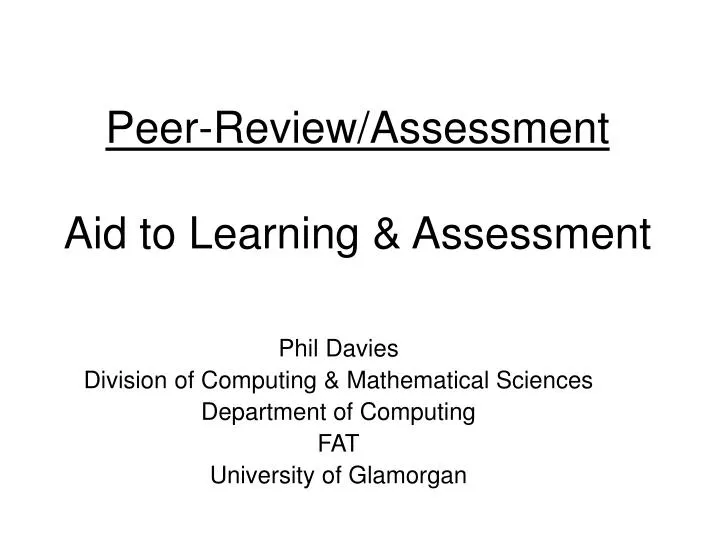 peer review assessment aid to learning assessment