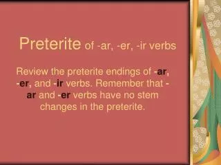 preterite of ar er ir verbs