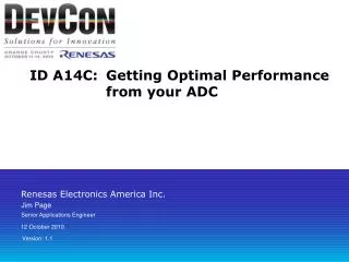 ID A14C:	Getting Optimal Performance from your ADC
