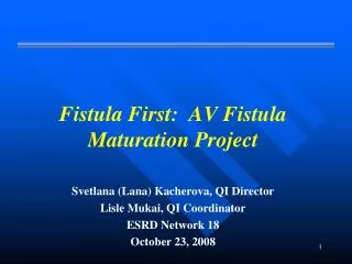 Fistula First: AV Fistula Maturation Project