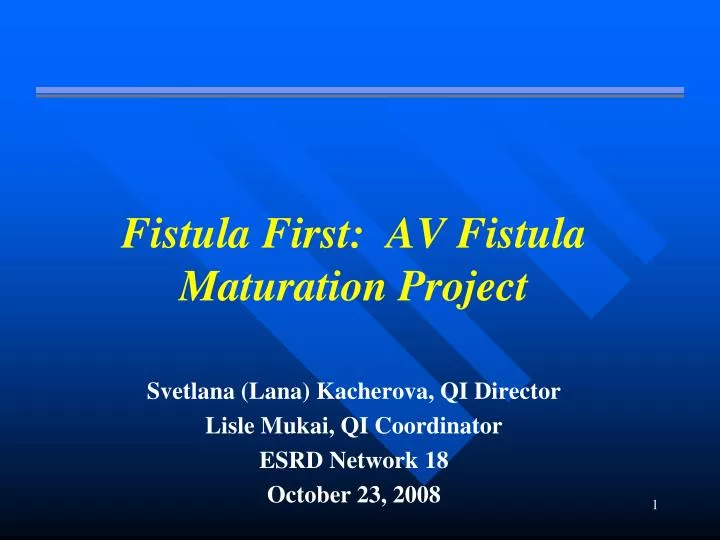 fistula first av fistula maturation project