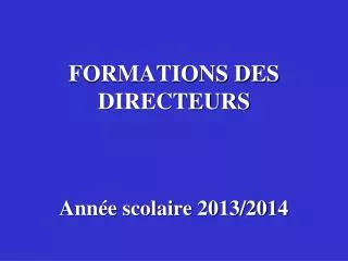 formations des directeurs