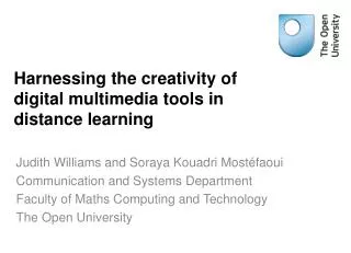 Harnessing the creativity of digital multimedia tools in distance learning