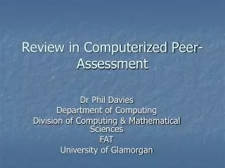Review in Computerized Peer-Assessment