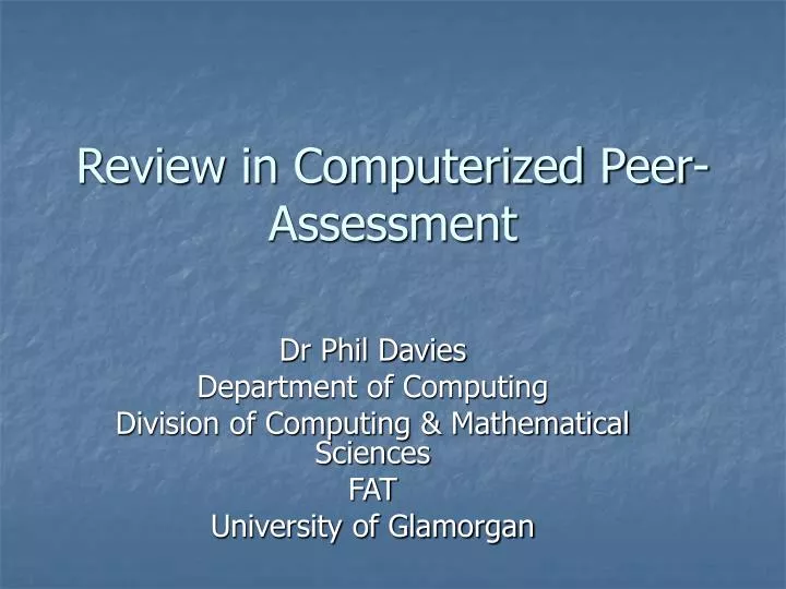 review in computerized peer assessment