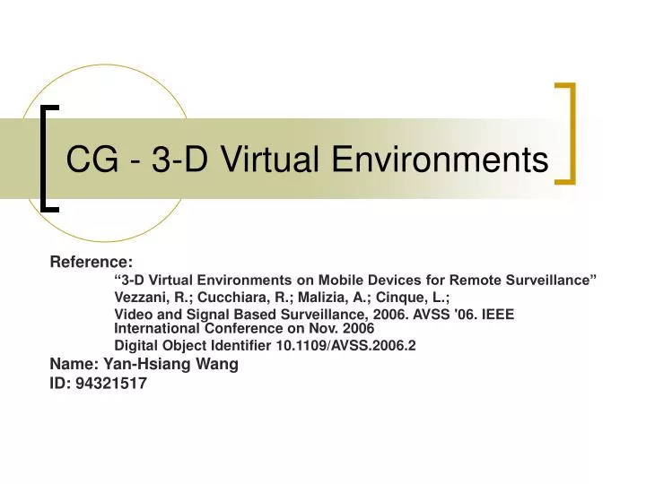cg 3 d virtual environments