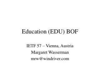 Education (EDU) BOF