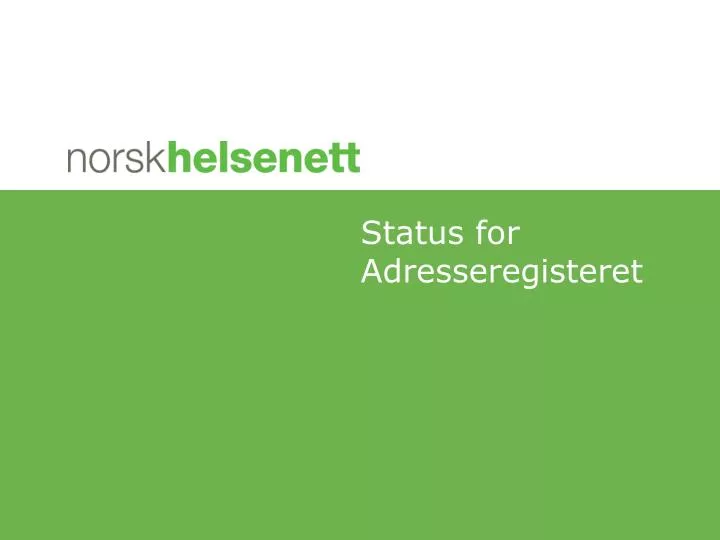 status for adresseregisteret