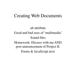 Creating Web Documents