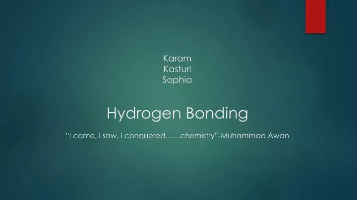 karam kasturi sophia hydrogen bonding i came i saw i conquered chemistry muhammad awan
