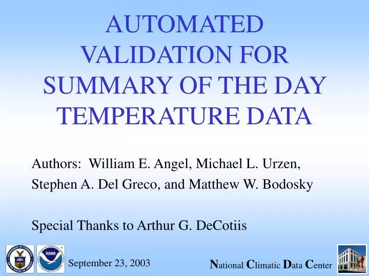 automated validation for summary of the day temperature data