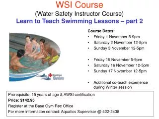 WSI Course (Water Safety Instructor Course) Learn to Teach Swimming Lessons – part 2