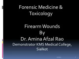 Forensic Medicine &amp; Toxicology