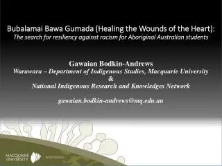 Bubalamai Bawa Gumada (Healing the Wounds of the Heart):