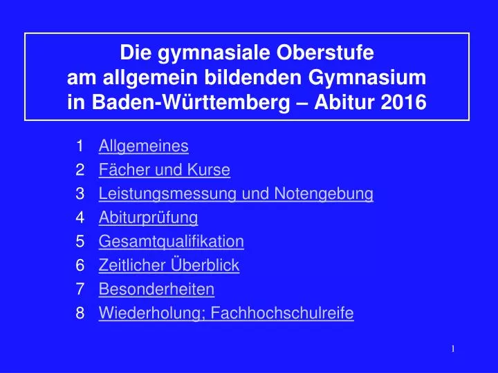 die gymnasiale oberstufe am allgemein bildenden gymnasium in baden w rttemberg abitur 2016