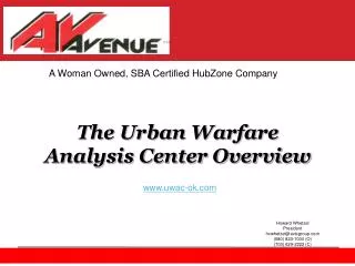 The Urban Warfare Analysis Center Overview