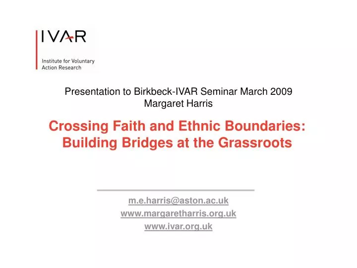 crossing faith and ethnic boundaries building bridges at the grassroots