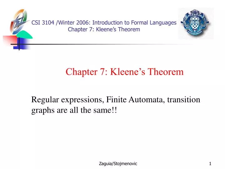 csi 3104 winter 2006 introduction to formal languages chapter 7 kleene s theorem