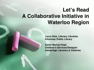 Let’s Read A Collaborative Initiative in Waterloo Region