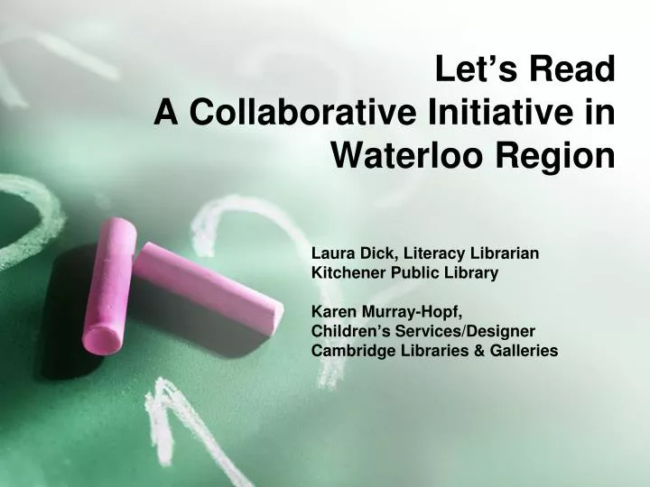 let s read a collaborative initiative in waterloo region