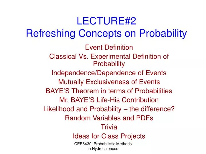 lecture 2 refreshing concepts on probability