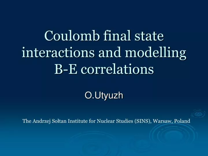 coulomb final state interactions and modelling b e correlations