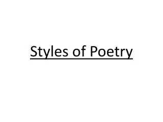 Styles of Poetry