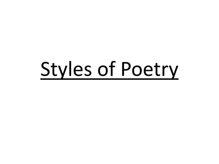 styles of poetry