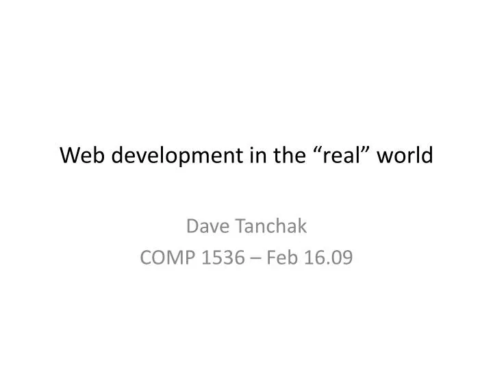 web development in the real world