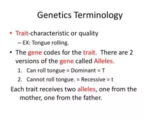 Genetics Terminology