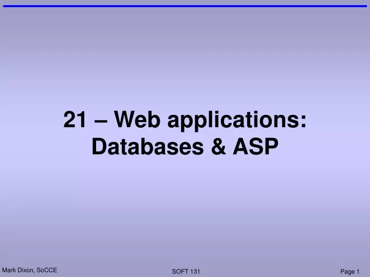 21 web applications databases asp