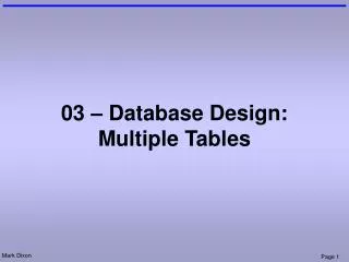 03 – Database Design: Multiple Tables