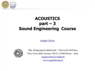 ACOUSTICS part – 3 Sound Engineering Course