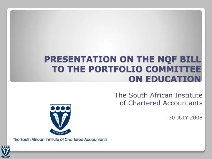 presentation on the nqf bill to the portfolio committee on education