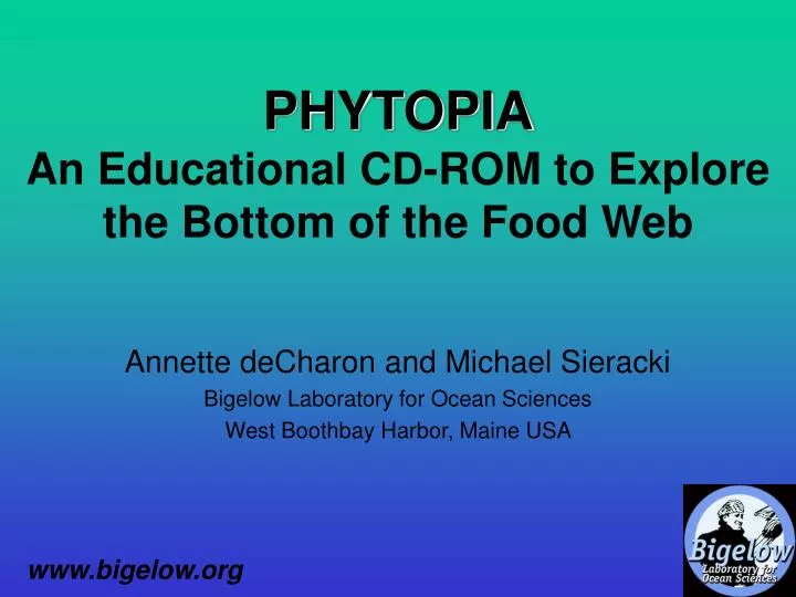phytopia an educational cd rom to explore the bottom of the food web