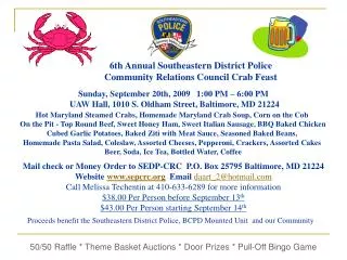 6th Annual Southeastern District Police Community Relations Council Crab Feast