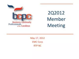 May 17, 2012 EMC Corp RTP NC