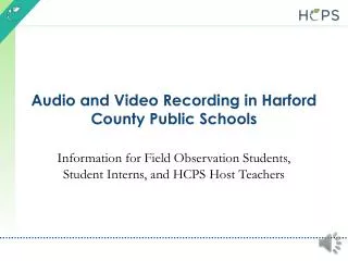 Audio and Video Recording in Harford County Public Schools