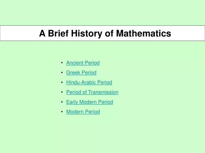 a brief history of mathematics